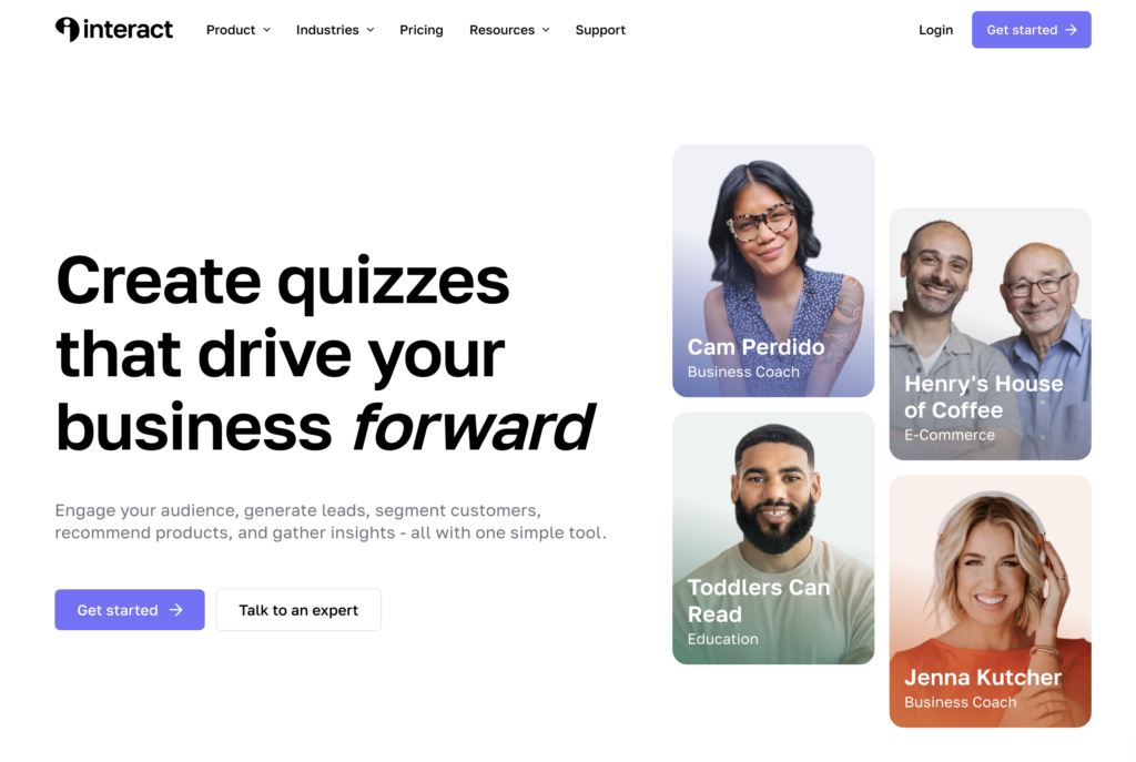 try interact quiz for growing email list